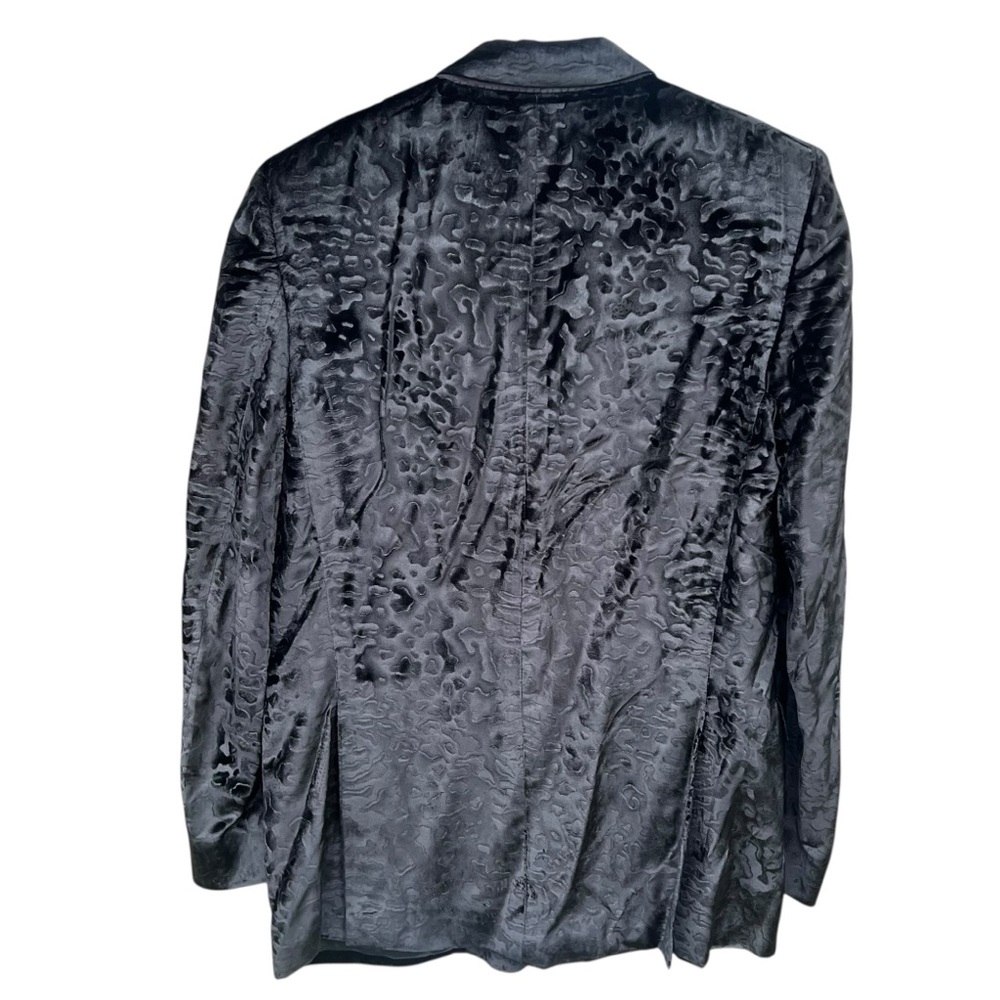 VTG Versus Versace Black Velvet Jacquard Blazer Lion Head Buttons Rockstar Vibes - Picture 2 of 15